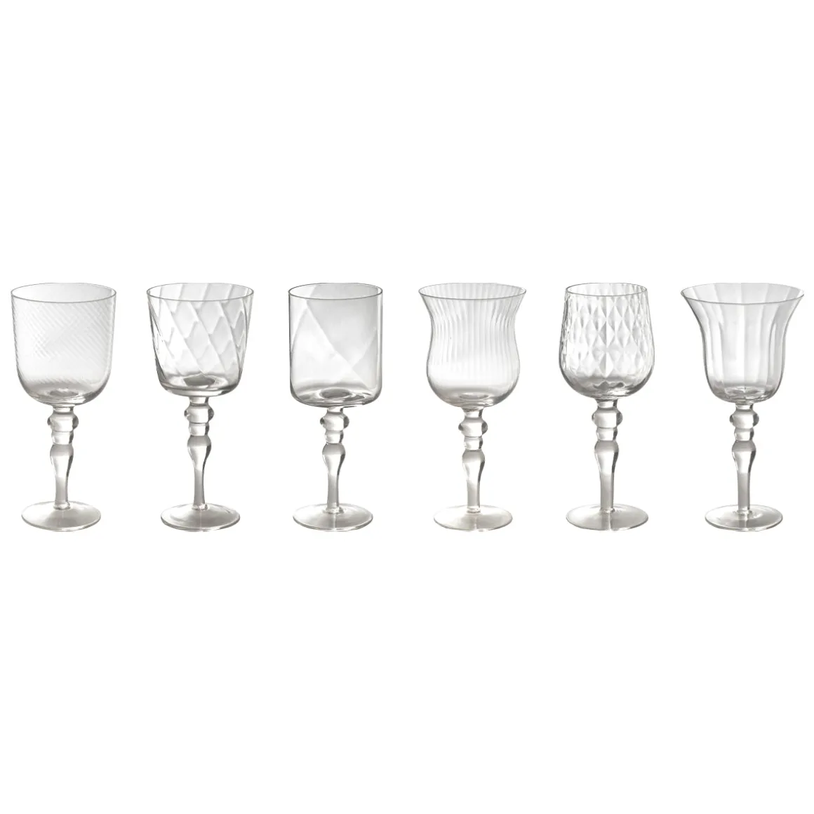 Bicchieri-Bitossi Home Set 6 Calici Forme Assortite - Texture Trasparente