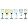 Bicchieri-Bitossi Home Set 6 Calici Stelo Lavorato Forme Assortite Nuances Blu/Verde