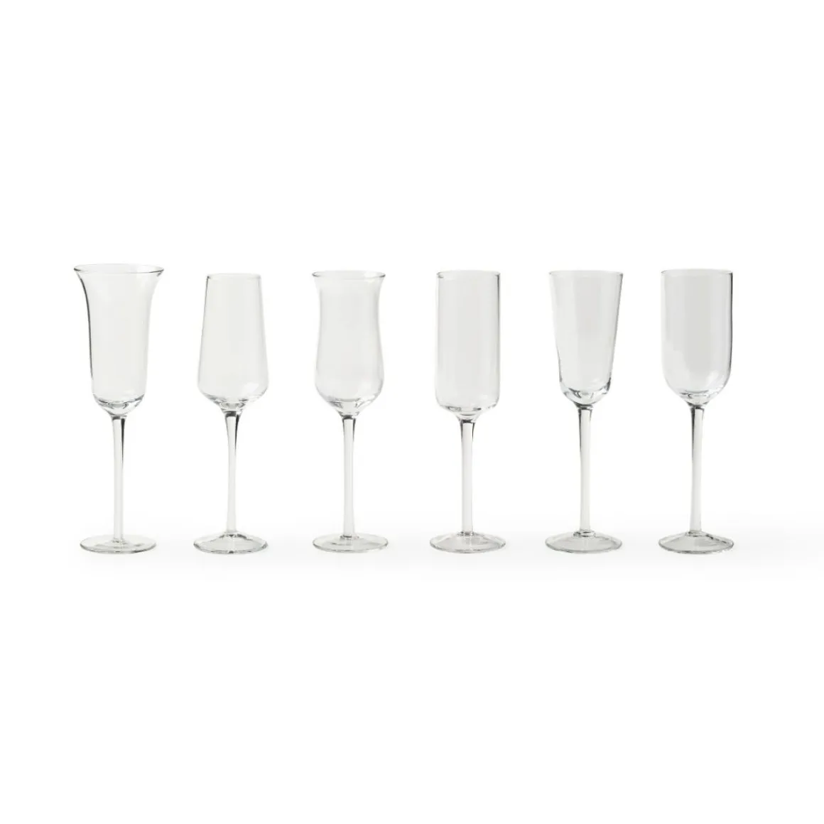 Bicchieri-Bitossi Home Set 6 Flute Forme Assortite Trasparente