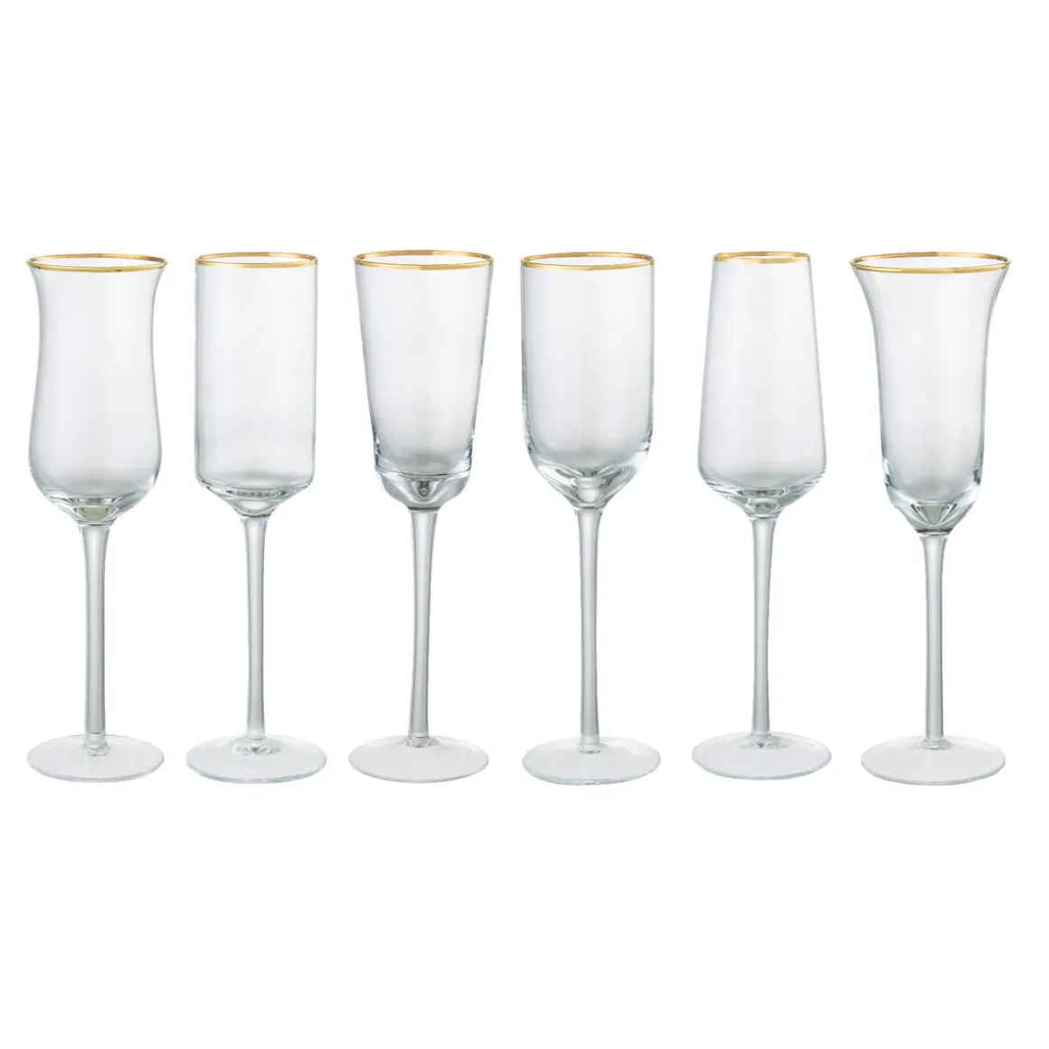 Bicchieri-Bitossi Home Set 6 Flute Forme Assortite Trasparente