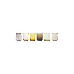 Bicchieri-Bitossi Home Set 6 Liquorini Forme Assortite Nuances Ambra/Rosa Bordo Oro